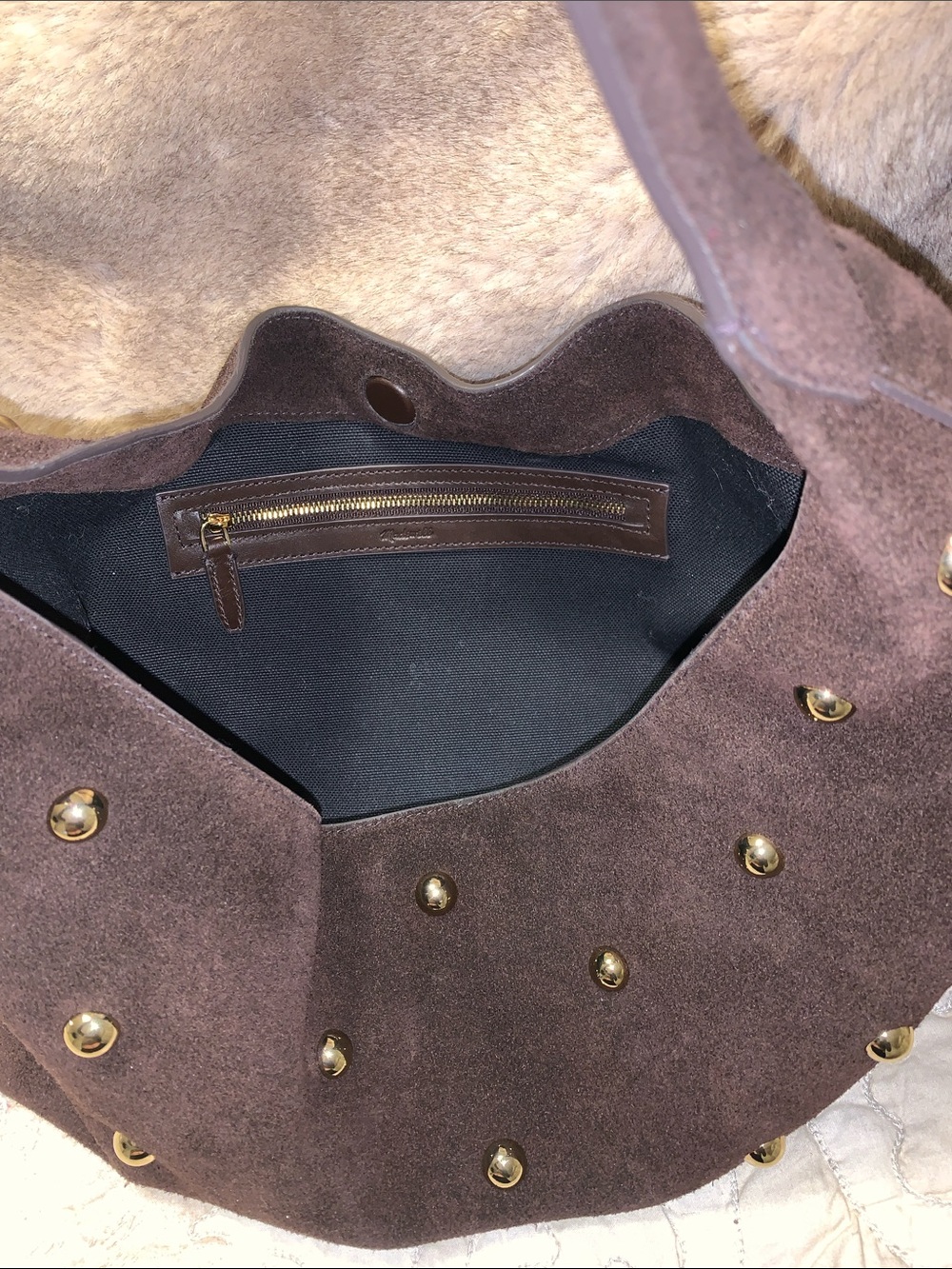 Madewell Brown Studded Suede Shoulder Bag - Picture 4 of 5